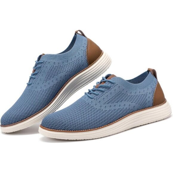 ⚡VILOCY Men's Light Blue Casual Dress Oxfords Business Mesh Breathable Sneakers - Picture 5 of 7
